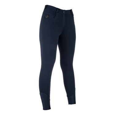 Verwarmde broek HKM Comfort Style 1/1 met siliconen Donkerblauw