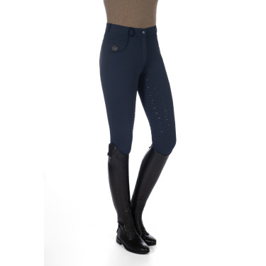 Verwarmde broek HKM Comfort Style 1/1 met siliconen Donkerblauw