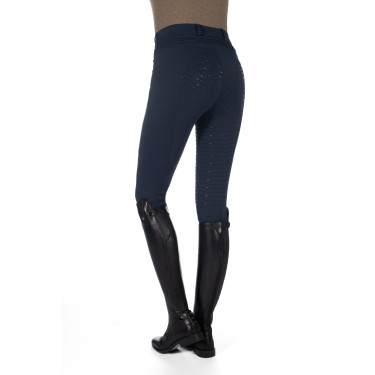 Verwarmde broek HKM Comfort Style 1/1 met siliconen Donkerblauw