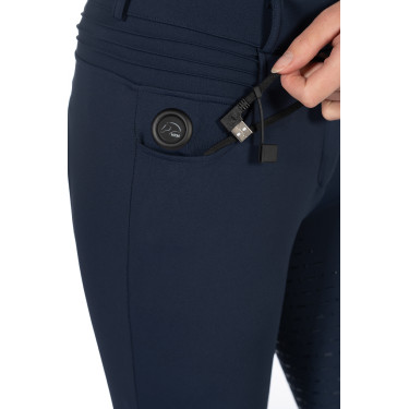 Verwarmde broek HKM Comfort Style 1/1 met siliconen Donkerblauw
