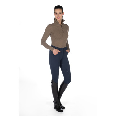 Verwarmde broek HKM Comfort Style 1/1 met siliconen Donkerblauw