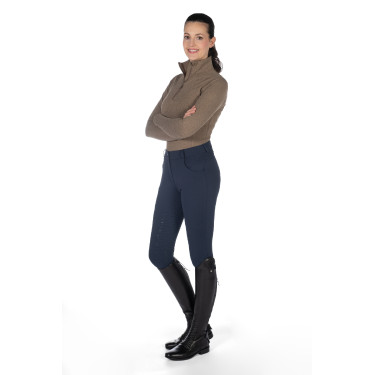 Verwarmde broek HKM Comfort Style 1/1 met siliconen Donkerblauw