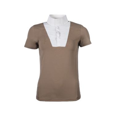 Polo de concours HKM Virginia manches courtes Taupe Marron Polo de concours HKM Virginia manches courtes Taupe Marron