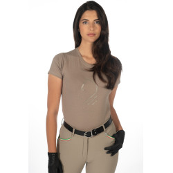 T-Shirt Lauria Garrelli Livigno Horse Head Taupe Marron