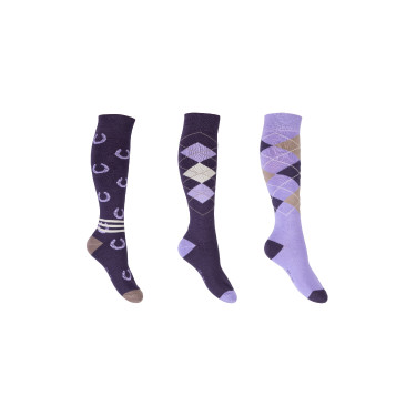 Chaussettes HKM Cardiff par 3 Violet / lilas