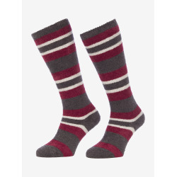Chaussettes LeMieux Sabrina Stripe Fluffies Ember Bordeaux