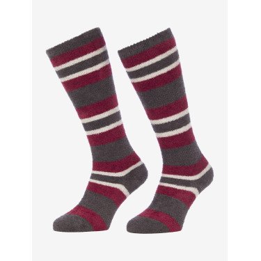 Chaussettes LeMieux Sabrina Stripe Fluffies Ember Bordeaux