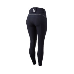 Hoge taille broek met siliconen kniestukken Aubrey Horze dames Donker marineblauw
