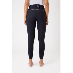 Hoge taille broek met siliconen kniestukken Aubrey Horze dames Donker marineblauw