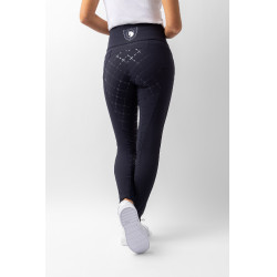 Broek met siliconen lederen zitvlak Désirée en hoge taille dames Horze Donker marineblauw