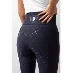 Broek met siliconen lederen zitvlak Désirée en hoge taille dames Horze Donker marineblauw