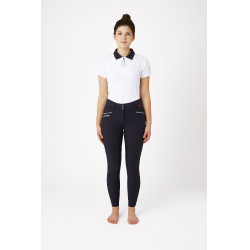 Pantalon d'équitation Fond intégral Silicone Amincissant Patricia femme B Vertigo Bleu marine foncé / blanc
