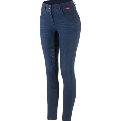 Paardrijbroek jeans met volledig siliconen zitvlak Elle dames B Vertigo Donkerblauw