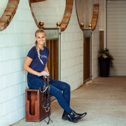 Paardrijbroek jeans met volledig siliconen zitvlak Elle dames B Vertigo Donkerblauw
