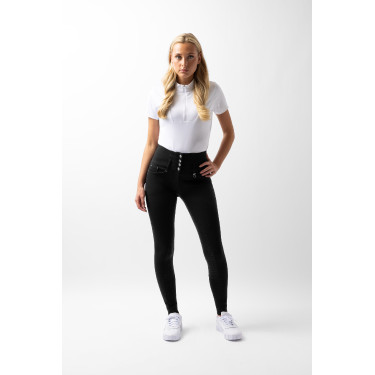 Paardrijbroek met hoge taille Tara siliconen full grip dames Horze Zwart Paardrijbroek met hoge taille Tara siliconen full grip dames Horze Zwart