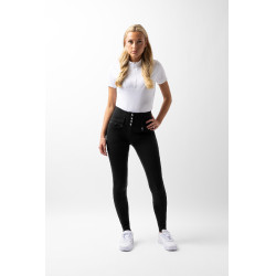 Pantalon d'équitation taille haute Tara silicone fond intégral femme Horze Noir