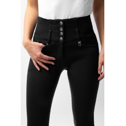 Pantalon d'équitation taille haute Tara silicone fond intégral femme Horze Noir