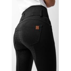 Pantalon d'équitation taille haute Tara silicone fond intégral femme Horze Noir