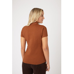 Polo Amy coton extensible manches courtes femme Horze Tabac Marron Polo Amy coton extensible manches courtes femme Horze Tabac Marron