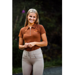 Polo Amy coton extensible manches courtes femme Horze Tabac Marron Polo Amy coton extensible manches courtes femme Horze Tabac Marron