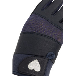 Gants Horze imprimé cœur scintillant enfant Bleu marine foncé Gants Horze imprimé cœur scintillant enfant Bleu marine foncé