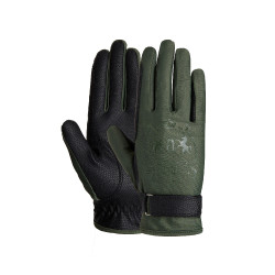 Gants d'équitation B Vertigo Laia femme avec logo imprimé Vert scarabée Gants d'équitation B Vertigo Laia femme avec logo imprimé Vert scarabée