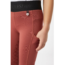 Legging d'équitation silicone Horze Leighton Ado fond intégral avec doublure chaude Rouge roan