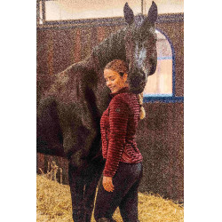 Gestreepte fleece paardrijjas Horze Della dames Port Royale Bordeaux Gestreepte fleece paardrijjas Horze Della dames Port Royale Bordeaux