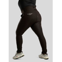Hoge taille rijbroek Montar Briella crystal Rose gold Curve full grip dames Zwart