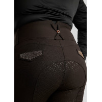 Hoge taille rijbroek Montar Briella crystal Rose gold Curve full grip dames Wit