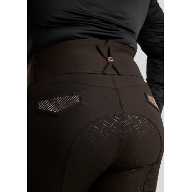 Hoge taille rijbroek Montar Briella crystal Rose gold Curve full grip dames Zwart Hoge taille rijbroek Montar Briella crystal Rose gold Curve full grip dames Zwart