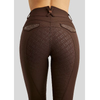 Hoge taille rijbroek Montar Briella crystal Rose gold Curve full grip dames Wit Hoge taille rijbroek Montar Briella crystal Rose gold Curve full grip dames Wit