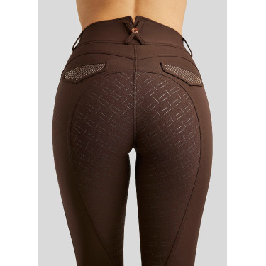 Hoge taille rijbroek Montar Briella crystal Rose gold Curve full grip dames Bruin Hoge taille rijbroek Montar Briella crystal Rose gold Curve full grip dames Bruin