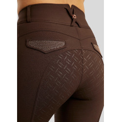 Hoge taille rijbroek Montar Briella crystal Rose gold Curve full grip dames Bruin Hoge taille rijbroek Montar Briella crystal Rose gold Curve full grip dames Bruin