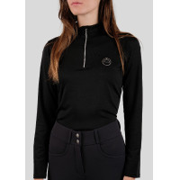 Polo de concours Montar Everly crystal logo manches longues femme Noir Polo de concours Montar Everly crystal logo manches longues femme Noir