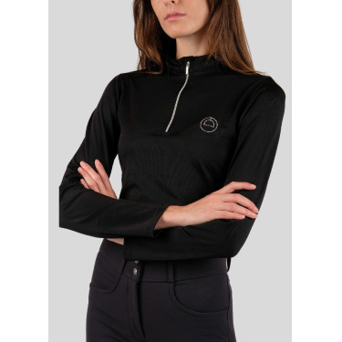 Polo de concours Montar Everly crystal logo manches longues femme Noir Polo de concours Montar Everly crystal logo manches longues femme Noir