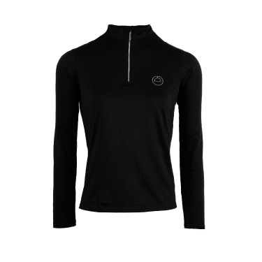 Polo de concours Montar Everly crystal logo manches longues femme Noir Polo de concours Montar Everly crystal logo manches longues femme Noir