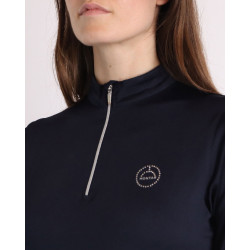 Polo de concours Montar Everly crystal logo manches longues femme Marine Bleu marine