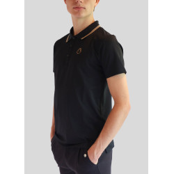 Polo Montar homme col contrastée manches courtes Noir