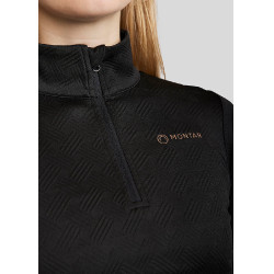 Polo Montar MoCilia Jacquard raffiné manches longues femme Noir Polo Montar MoCilia Jacquard raffiné manches longues femme Noir