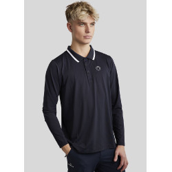 Polo Montar MoDrake heren contrasterende kraag lange mouwen Donker marineblauw