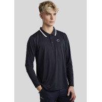 Polo Montar MoDrake homme col contrastée manches longues Marine foncé Bleu