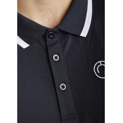 Polo Montar MoDrake heren contrasterende kraag lange mouwen Donker marineblauw
