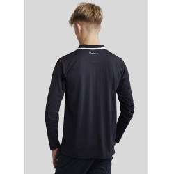 Polo Montar MoDrake homme col contrastée manches longues Marine foncé Bleu