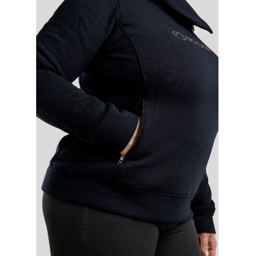 Trui Montar Naja met rits bij de hals crystal rose gold Curve dames Marine Marineblauw