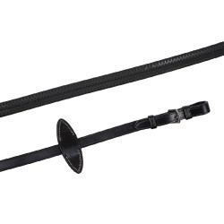 Rubberen teugels zonder gesp gelooid leer Zwart
