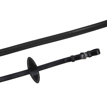 Rênes Montar caoutchouc sans boucle cuir tanné Noir Rênes Montar caoutchouc sans boucle cuir tanné Noir