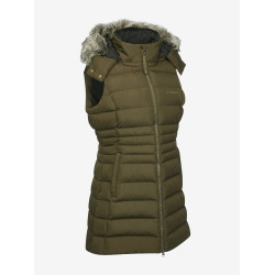 Mouwloze gewatteerde bodywarmer LeMieux Harper Longline dames Alpine Bruin