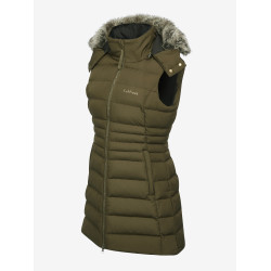 Mouwloze gewatteerde bodywarmer LeMieux Harper Longline dames Alpine Bruin