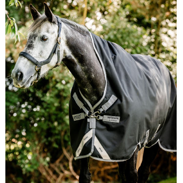 Couverture Horseware High Neck Amigo® Bravo 12 Original 250g 1200D Noir / gris titanium / argent